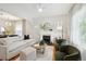 Open concept living space with modern decor, fireplace, two armchairs, sofa, and hardwood floors at 3316 N Columbine St, Denver, CO 80205