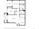 Detailed floor plan showcasing two bedrooms, two bathrooms, and open living space with a dining area and kitchen at 7440 S Blackhawk St # 205, Englewood, CO 80112