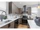 Kitchen featuring gray cabinets, stainless steel appliances, and tiled backsplash at 2135 W 40Th Ave, Denver, CO 80211