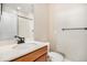 Modern bathroom featuring sleek fixtures, tile accents, and a functional layout, combining style with everyday convenience at 888 S Valentia St # 103, Denver, CO 80247