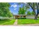 Charming single-story home featuring a well-maintained lawn, mature trees, and a welcoming walkway at 3736 S Hibiscus Way, Denver, CO 80237