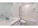 This full bathroom features a shower-tub combo, a commode, and a sink vanity at 645 Flintwood Pl, Lafayette, CO 80026
