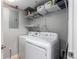 Well-organized laundry room with washer, dryer, and shelving units at 1521 Vine St # 108, Denver, CO 80206