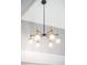 Unique modern pendant lighting fixture with six globe-shaped glass shades and a matte black finish at 5557 E Links Cir, Centennial, CO 80122
