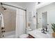 Well-maintained bathroom with shower-tub combination and stylish fixtures at 1822 Painter Dr, Monument, CO 80132