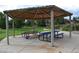 Covered picnic area features concrete flooring and a variety of picnic tables for outdoor gatherings at 5046 S Evanston St, Aurora, CO 80015
