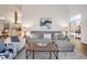 Cozy living room featuring a comfortable gray sectional sofa and view into the kitchen at 1521 Central St # 3C, Denver, CO 80211