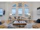 Living room with large windows, city views, and contemporary furniture arrangement at 1521 Central St # 3C, Denver, CO 80211