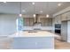 Well-lit kitchen features a spacious island, modern lighting, stainless steel appliances, and ample counter space at 8606 Hotchkiss St, Littleton, CO 80125
