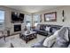 Comfortable living room with a fireplace, plush seating, and large windows offering ample natural light at 10167 Nadine Ave, Parker, CO 80134