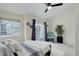 Inviting bedroom with ceiling fan, carpet, sliding glass door to deck, and comfortable seating at 4504 S Cimmarron Cir # D, Aurora, CO 80015