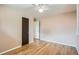 Bedroom with hardwood floors and ceiling fan at 2692 S Osceola St, Denver, CO 80219