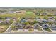 Aerial view of neighborhood showcasing property, nearby schools, and green spaces at 1694 Jennifer St, Brighton, CO 80601