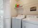 Laundry room with white appliances, wire shelving, and a 'Laundry Room' decorative sign at 4181 W 118Th Pl, Westminster, CO 80031