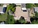 Aerial view showcases lush lawns, mature trees, a brick patio, solar panels and a spacious driveway at 8644 S Brentwood St, Littleton, CO 80128