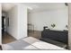 Open living room with hardwood floors, white walls, and a modern seating area perfect for entertaining at 55 W 12Th Ave # 510, Denver, CO 80204