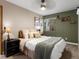 Comfortable bedroom featuring ample pillows, overhead light, and a calming color palette at 12476 W Nevada Pl # 106, Lakewood, CO 80228