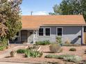 Inviting single-story home featuring neutral toned exterior, brown roof, and well-maintained drought tolerant landscaping at 1568 S Osceola Way, Denver, CO 80219