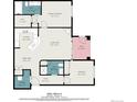 Detailed floor plan showcasing layout with kitchen, bedrooms, living spaces, and total square footage at 8358 S Independence Cir # 105, Littleton, CO 80128