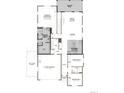 Open-concept floor plan featuring a gourmet kitchen, primary bedroom, and a two-car garage at 25253 E Warren Pl, Aurora, CO 80018
