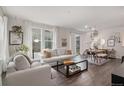 Bright living area showcasing hardwood floors, comfortable seating, and modern decor, perfect for relaxing at 6027 N Netherland Ct, Aurora, CO 80019