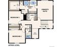 Upper level floor plan displaying bedrooms, bathrooms, and laundry for convenient living at 1291 Loraine N Cir, Lafayette, CO 80026