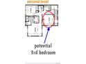Second floor plan displaying bedroom 3, bathroom, bedrooms 1 and 2, and staircase at 3389 Cranston Cir, Highlands Ranch, CO 80126
