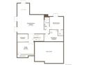 Basement floor plan featuring a recreation room, flex room, bedroom, and unfinished storage space at 9219 Ironwood St, Highlands Ranch, CO 80129