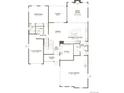 Main level floor plan featuring two-car garage, kitchen, living, and dining areas at 5622 Riverbend Ave, Firestone, CO 80504