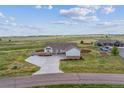 Beautiful home with a large driveway, well-manicured lawn, and lovely landscaping on a sunny day at 527 Antelope E Dr, Bennett, CO 80102