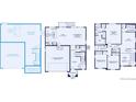 Detailed floor plan showcasing the layout of the home's basement, first, and second floors at 2184 S Ider Way, Aurora, CO 80018