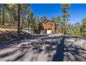 Secluded home with natural wood siding, surrounded by lush trees in a quiet neighborhood at 6752 S Columbine Rd, Evergreen, CO 80439