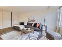 Comfortable living room featuring a plush sofa, modern decor, and stylish area rug at 789 N Clarkson St # 201, Denver, CO 80218