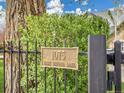 Address plaque displaying 1075 East Oxford Lane on the front gate at 1075 E Oxford Ln, Cherry Hills Village, CO 80113