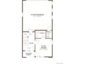 Detailed floor plan of first floor displaying a 2-car garage, flex room, powder room, and entry with storage at 11481 E Briarwood Cir, Centennial, CO 80112