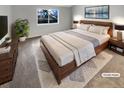 A primary bedroom with great natural light, modern décor, and stylish furnishings at 5236 S Liverpool Way, Centennial, CO 80015