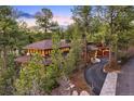 Elegant home with a private driveway, surrounded by mature trees and a beautifully landscaped yard at 67 Indigo Way, Castle Rock, CO 80108