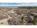 Aerial showcasing home in a natural setting with surrounding scrub brush and trees at 4249 Oak Grove Way, Castle Rock, CO 80108