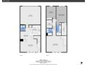 Detailed floorplan showing layout of two floors with dimensions for rooms including the kitchen, living room, and bedrooms at 12793 Leyden St # D, Thornton, CO 80602