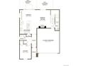 First floor floorplan featuring kitchen, dining area, great room, and 2-car garage at 6595 N Nepal St, Aurora, CO 80019