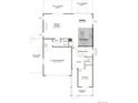 First-floor layout featuring a spacious great room, open kitchen, dining area, and two-car garage at 45927 Wood Thrush Ave, Bennett, CO 80102