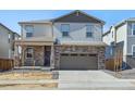 Charming two-story home with stone accents, well-manicured lawn, and a spacious two-car garage at 6083 Sugarloaf St, Brighton, CO 80601