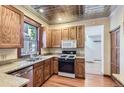 Charming kitchen boasts stainless steel appliances, granite countertops, and ample cabinet space at 1731 S Ogden St, Denver, CO 80210