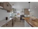 Modern kitchen with island, stainless steel appliances, and wood cabinets at 1131 S Raleigh St, Denver, CO 80219