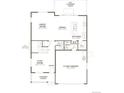 An open-concept kitchen, dining, and living area, plus a flex room, powder room and 2-car garage is shown in this floorplan at 24799 E 39Th Ave, Aurora, CO 80019