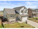 Attractive two-story home with a cozy front porch, two-car garage, and well-maintained lawn at 1065 Cobblestone Dr, Highlands Ranch, CO 80126