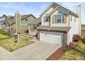 Inviting two-story home with a two-car garage and a well-kept lawn and landscape at 1065 Cobblestone Dr, Highlands Ranch, CO 80126