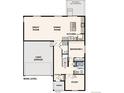 Main level floor plan featuring a great room, dining room, kitchen, bedroom, bath, study, and two-bay garage at 5918 Red Barn Ave, Mead, CO 80504