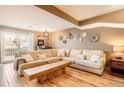 Inviting living room featuring hardwood floors, a large sectional sofa, and sliding glass doors to the outside at 3850 Paseo Del Prado # 29, Boulder, CO 80301