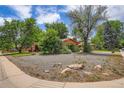 View of a home with a xeriscaped front yard featuring rocks and mature trees at 4465 Cody St, Wheat Ridge, CO 80033
